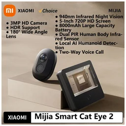 Xiaomi Smart Cat eye 2 WiFi Wireless Camera Video Peephole Doorbell 3MP HD Infrared Night V…