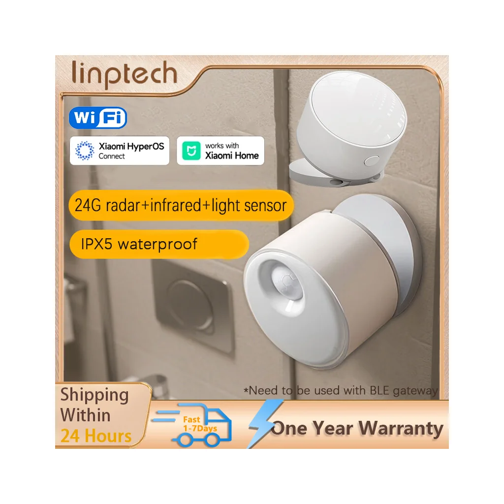 Linptech ES3 BLE Smart Human Presence Sensor 6M 18024G Radar InfraredLight Sensor Three In One Human Body Presence Sensor
