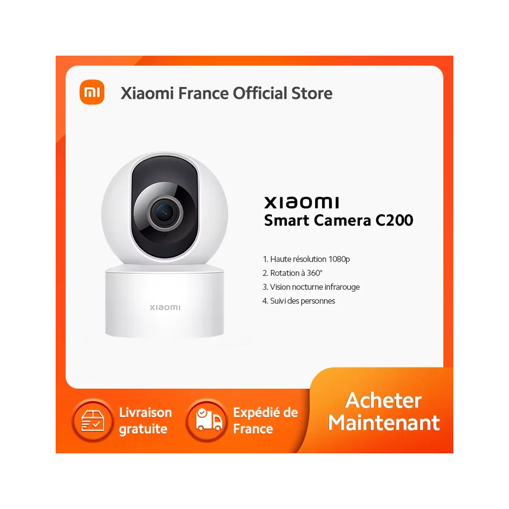 [Official] Xiaomi Smart Camera C200, high resolution 1080p, Rotation at 360 °, infrared night Vision, people tracking