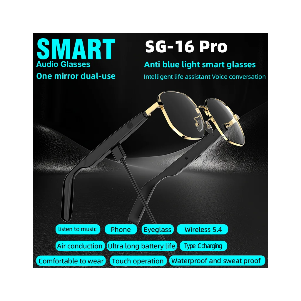 For Xiaomi Smart Audio Glasses Air Conduction Wireless Bluetooth HD Headset Dustproof Waterproof With Microphone Game Sunglasses