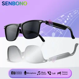 SENBONO New Smart Audio Glasses for Men Women Wireless Call Music Player Camera Control Volume Co...