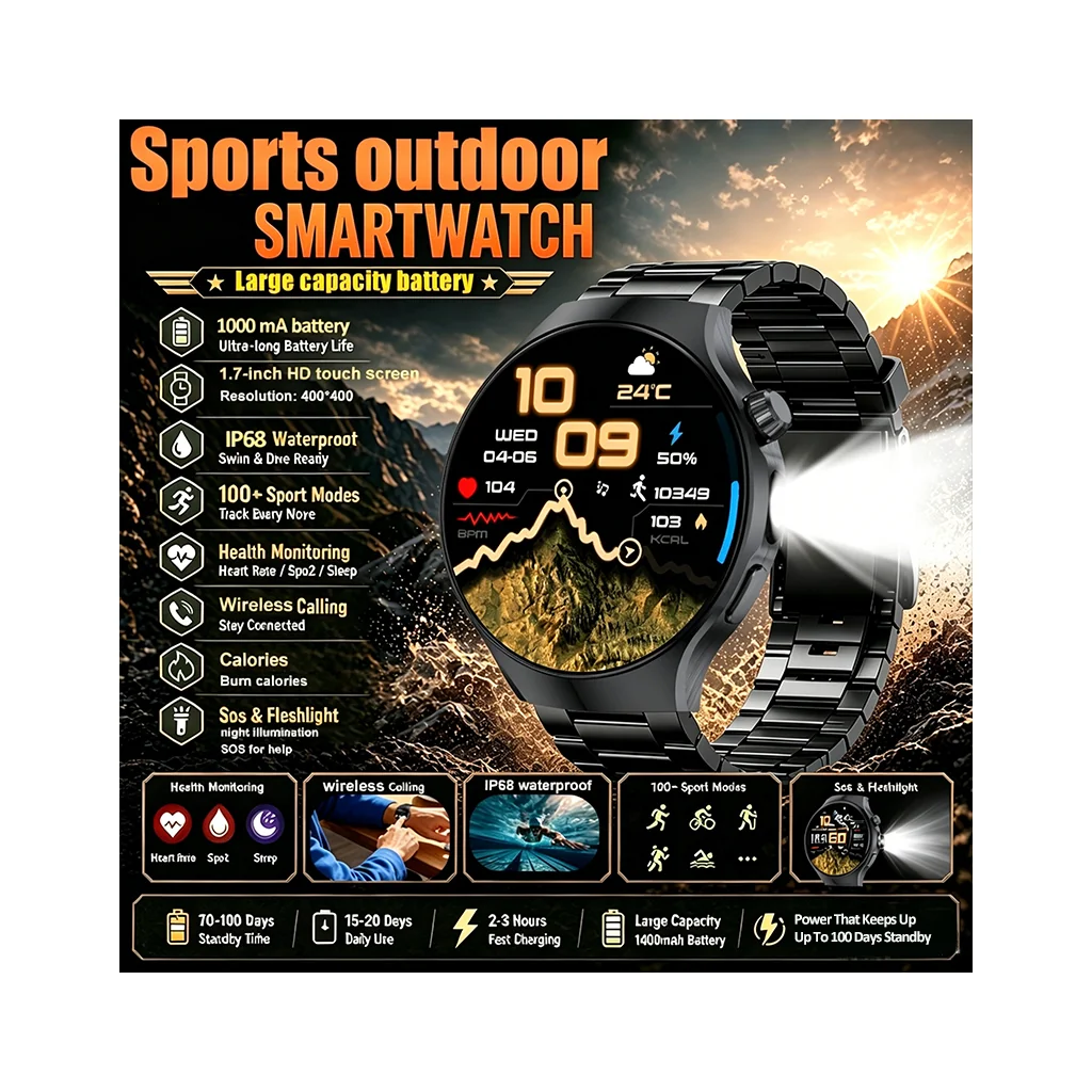 Fanwear 1000 mAh battery smart watch For XIAOMI 1 7inch HD display screen Bluetooth call multisports waterproof health watch