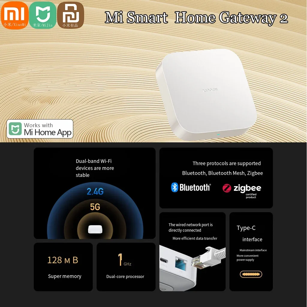 Xiaomi Mijia Smart Home Hub Gateway Intelligent Multimode Zigbee3 0 Bluetooth Mesh Work With Mijia APP TypeC 128MB Xiaomi Mijia Smart Home Hub Gateway Intelligent Multimode Zigbee3 0 Bluetooth Mesh Work With Mijia APP TypeC 128MB