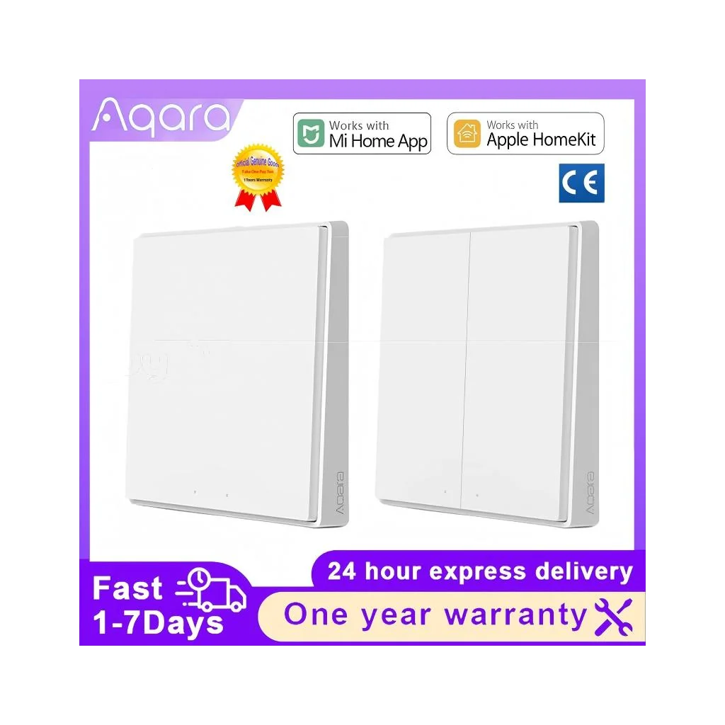 Aqara Wall Switch D1 Zigbee Smart Wireless Light Button Remote Control Compatible with Mijia App HomeKit WiFi Aqara Wall Switch D1 Zigbee Smart Wireless Light Button Remote Control Compatible with Mijia App HomeKit WiFi