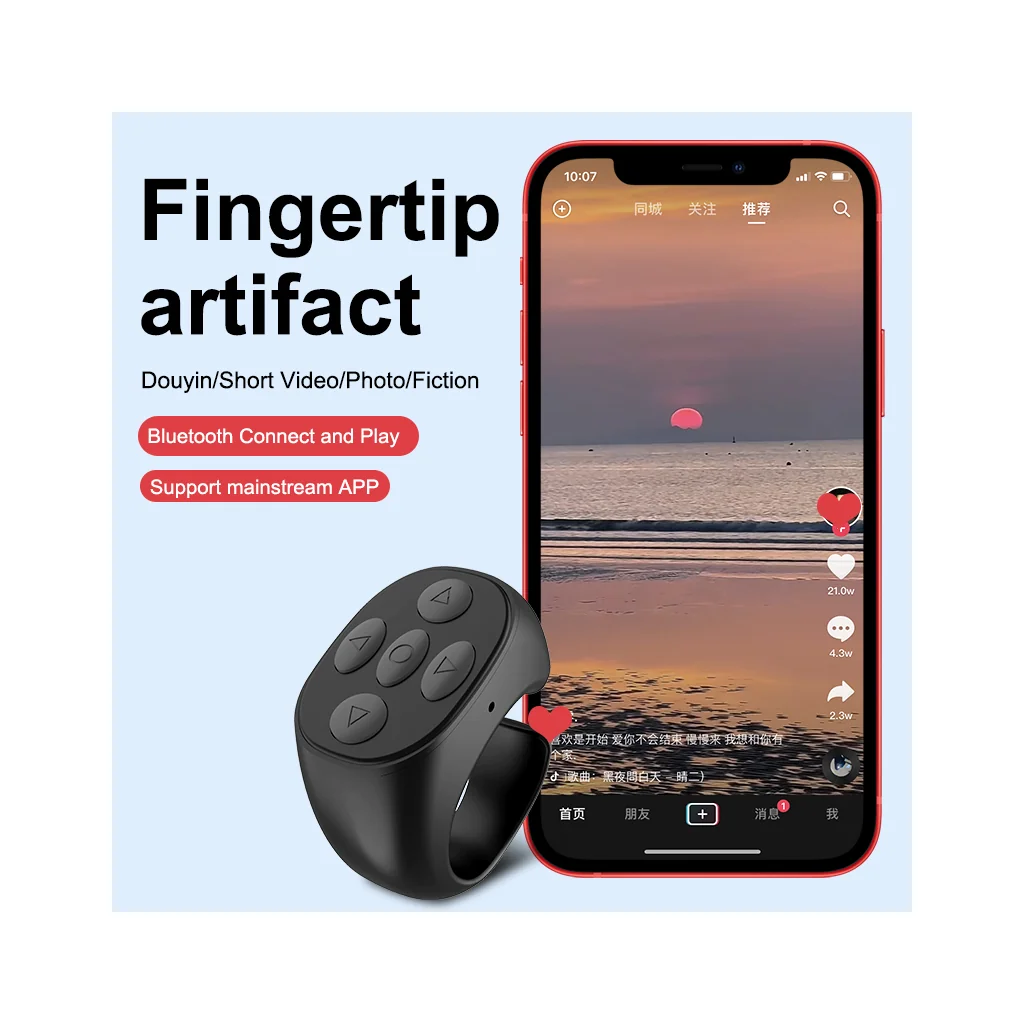 Wireless Bluetooth Mobile Selfie Lazy Artifac Tiktok Remote Control Ring Mobile Phone Bluetooth Controller t For Xiaomi Apple Wireless Bluetooth Mobile Selfie Lazy Artifac Tiktok Remote Control Ring Mobile Phone Bluetooth Controller t For Xiaomi Apple