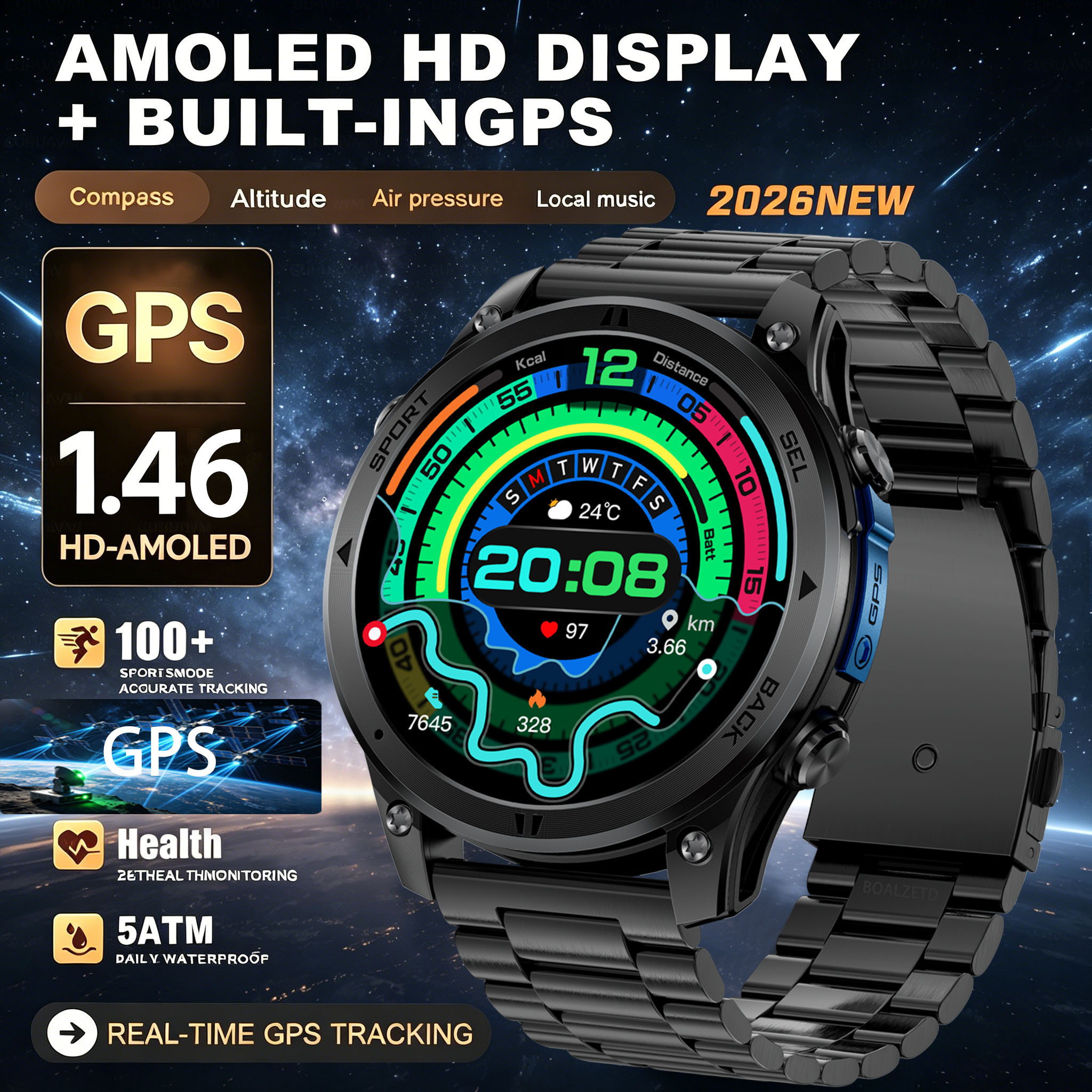 TRex 3 GPS tactics Hot SmartWatch Bluetooth call IP68 Waterproof 100 Sports outdoor Compass Men F...